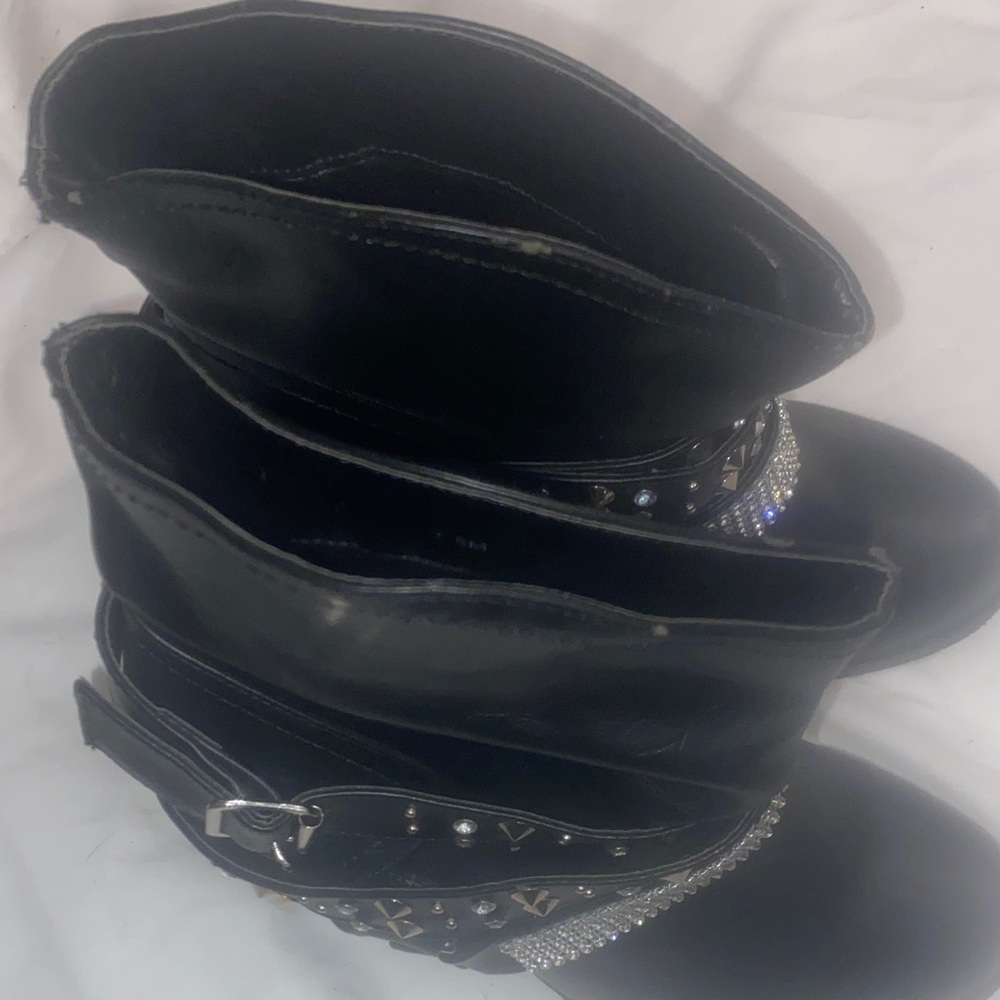 Black Studded Women's Boots - Picture 2 of 4